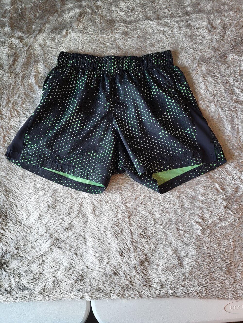 Gymshark Black Shorts with Green Accent Triangle Print